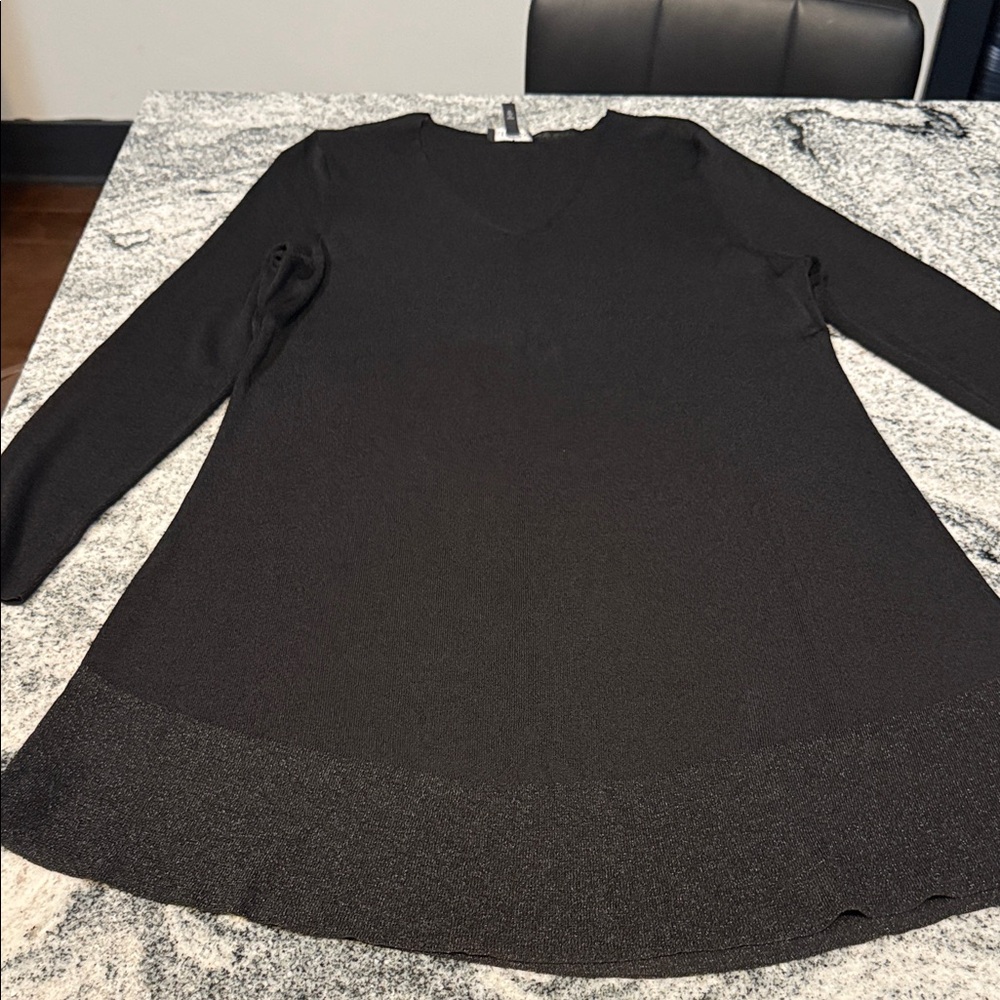 Eileen Fisher Black V-Neck Long Sleeve Dress